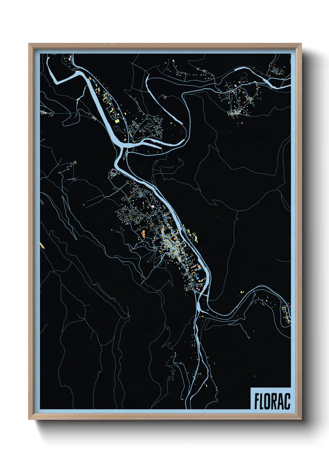 Une affiche de carte sur Florac