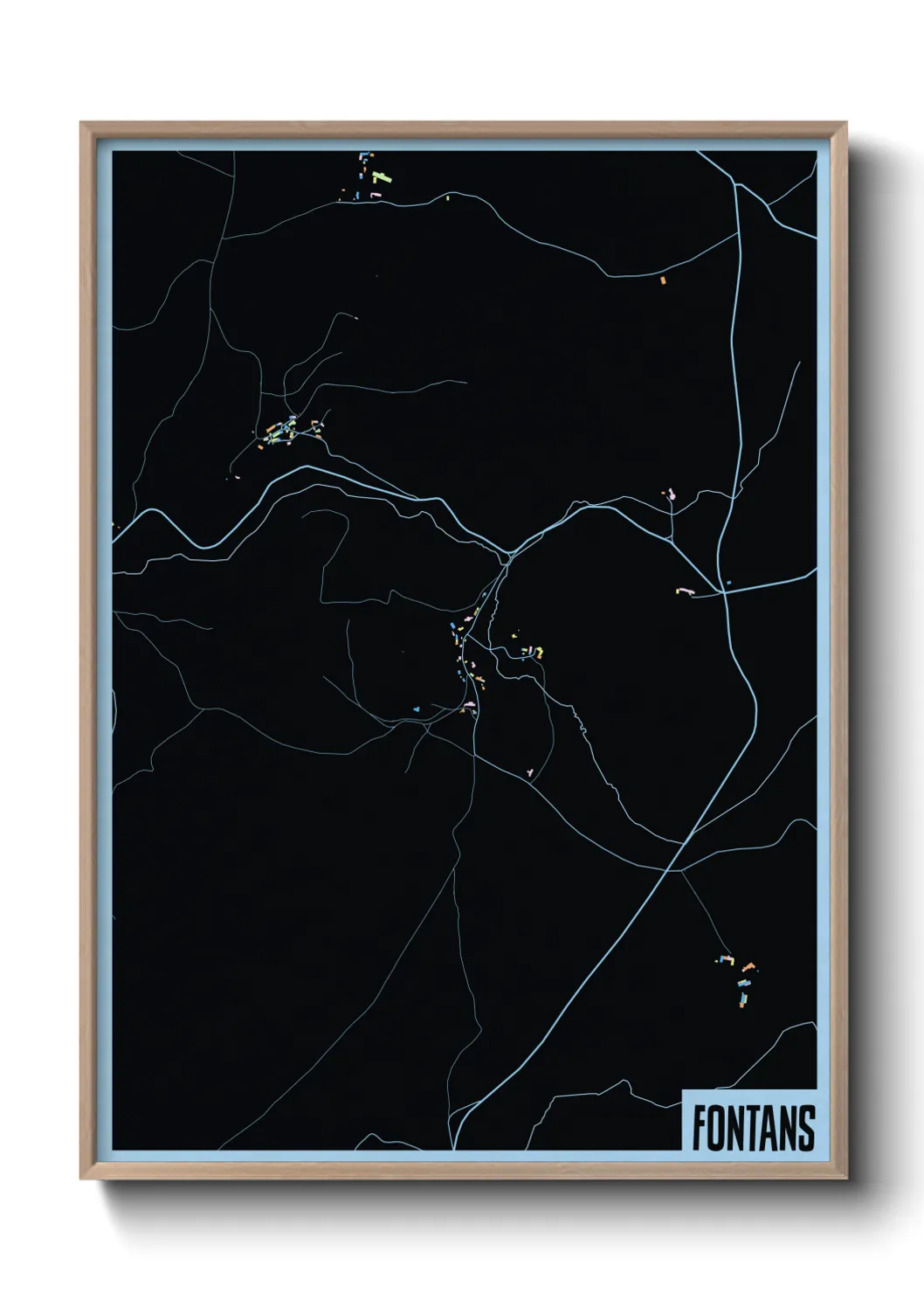 Une affiche de carte sur Fontans