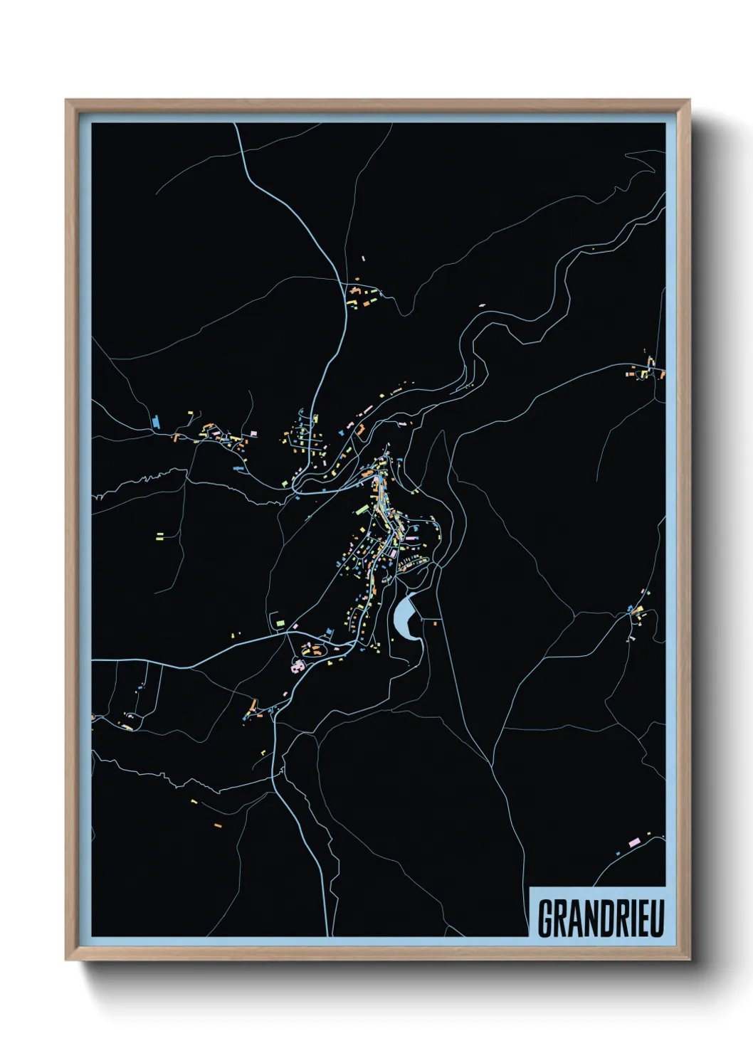 Une affiche de carte sur Grandrieu