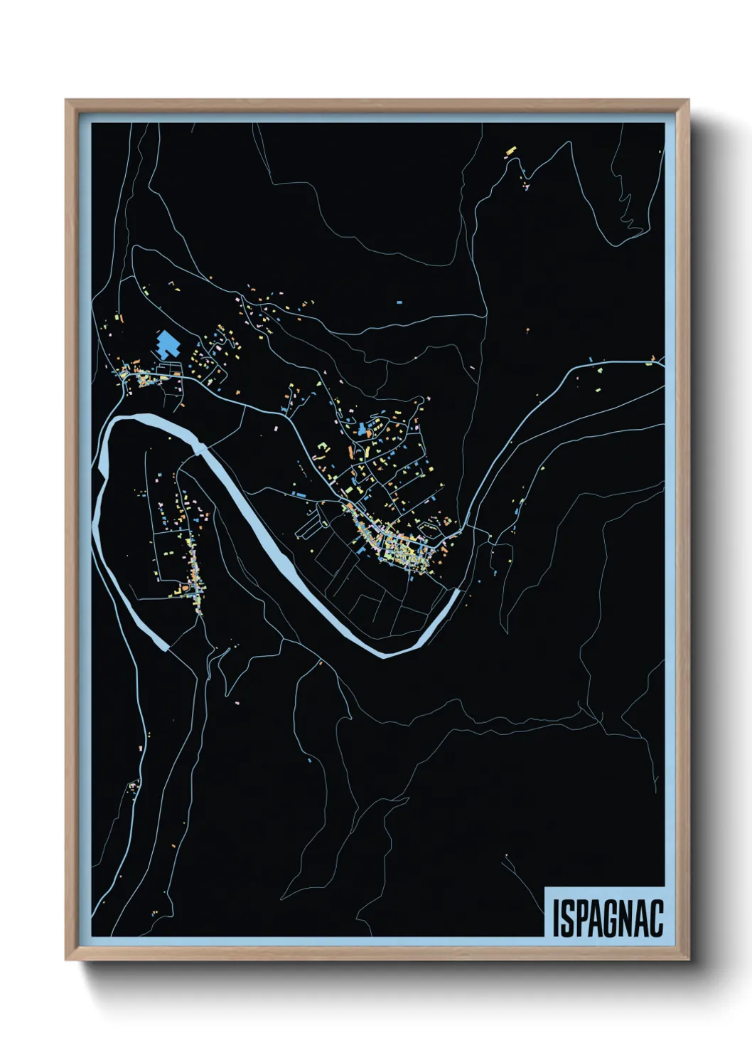 Une affiche de carte sur Ispagnac