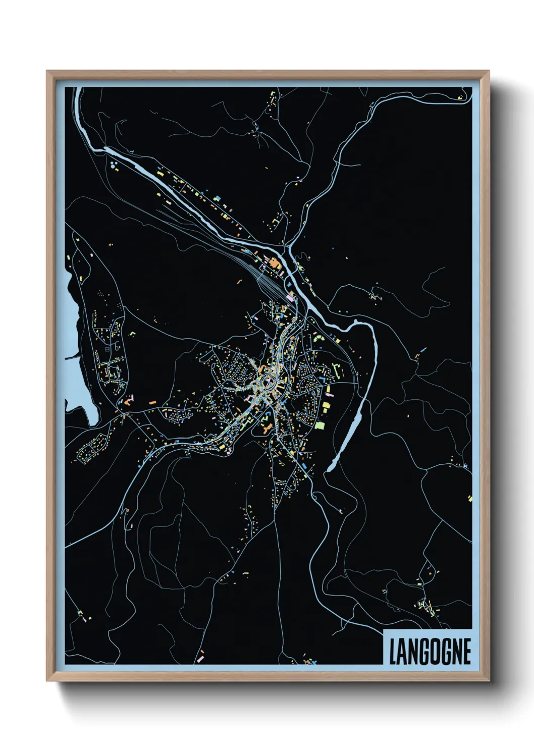 Une affiche de carte sur Langogne