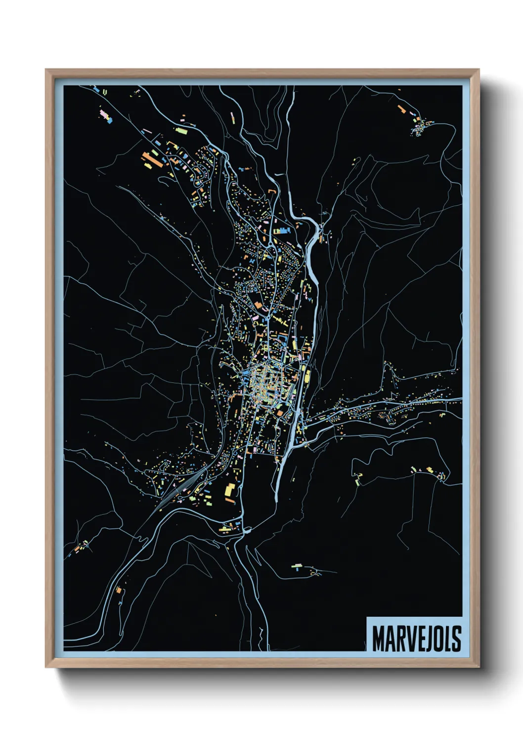 Une affiche de carte sur Marvejols