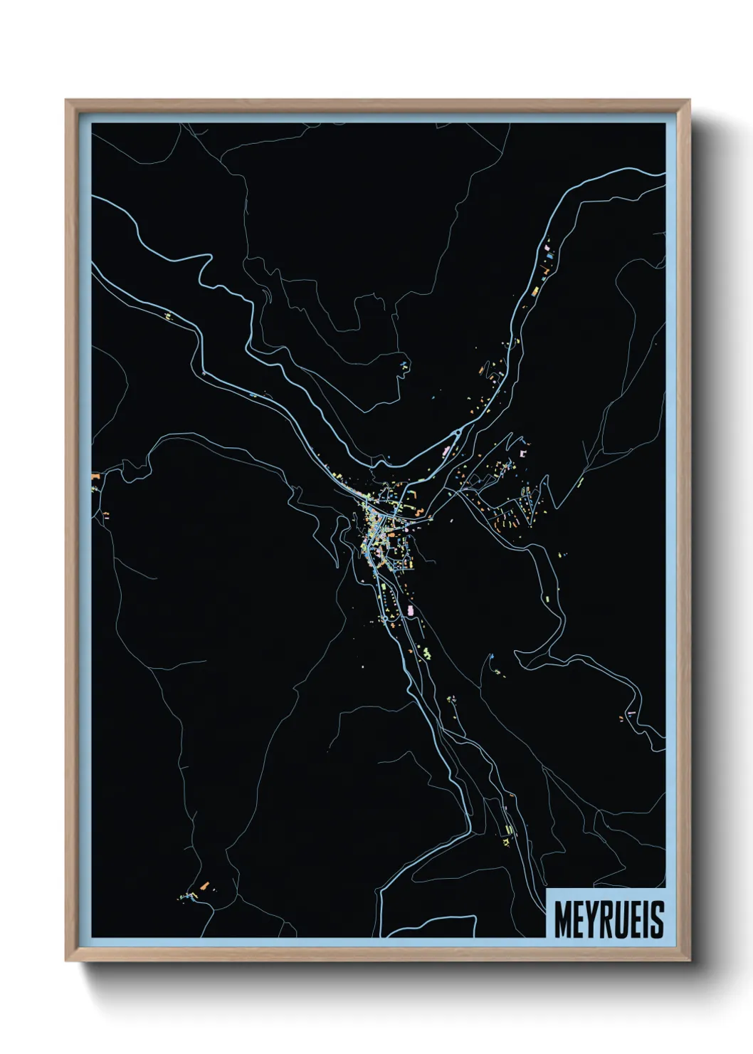 Une affiche de carte sur Meyrueis