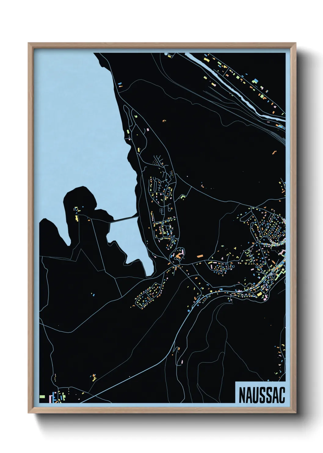 Une affiche de carte sur Naussac