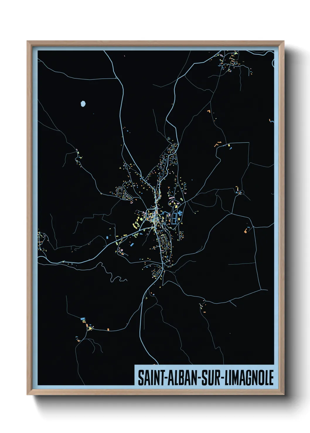 Une affiche de carte sur Saint-Alban-sur-Limagnole