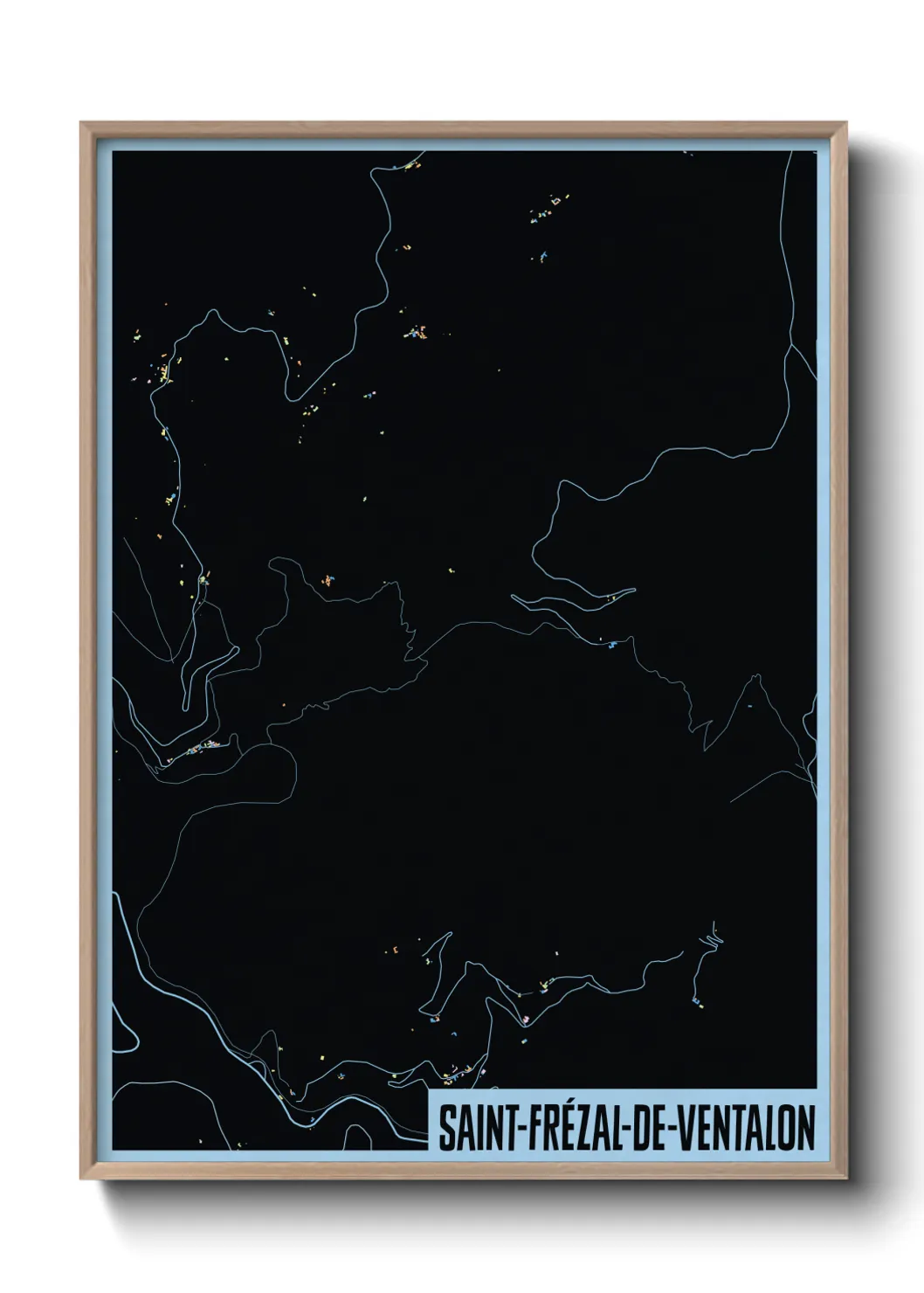 Une affiche de carte sur Saint-Frézal-de-Ventalon