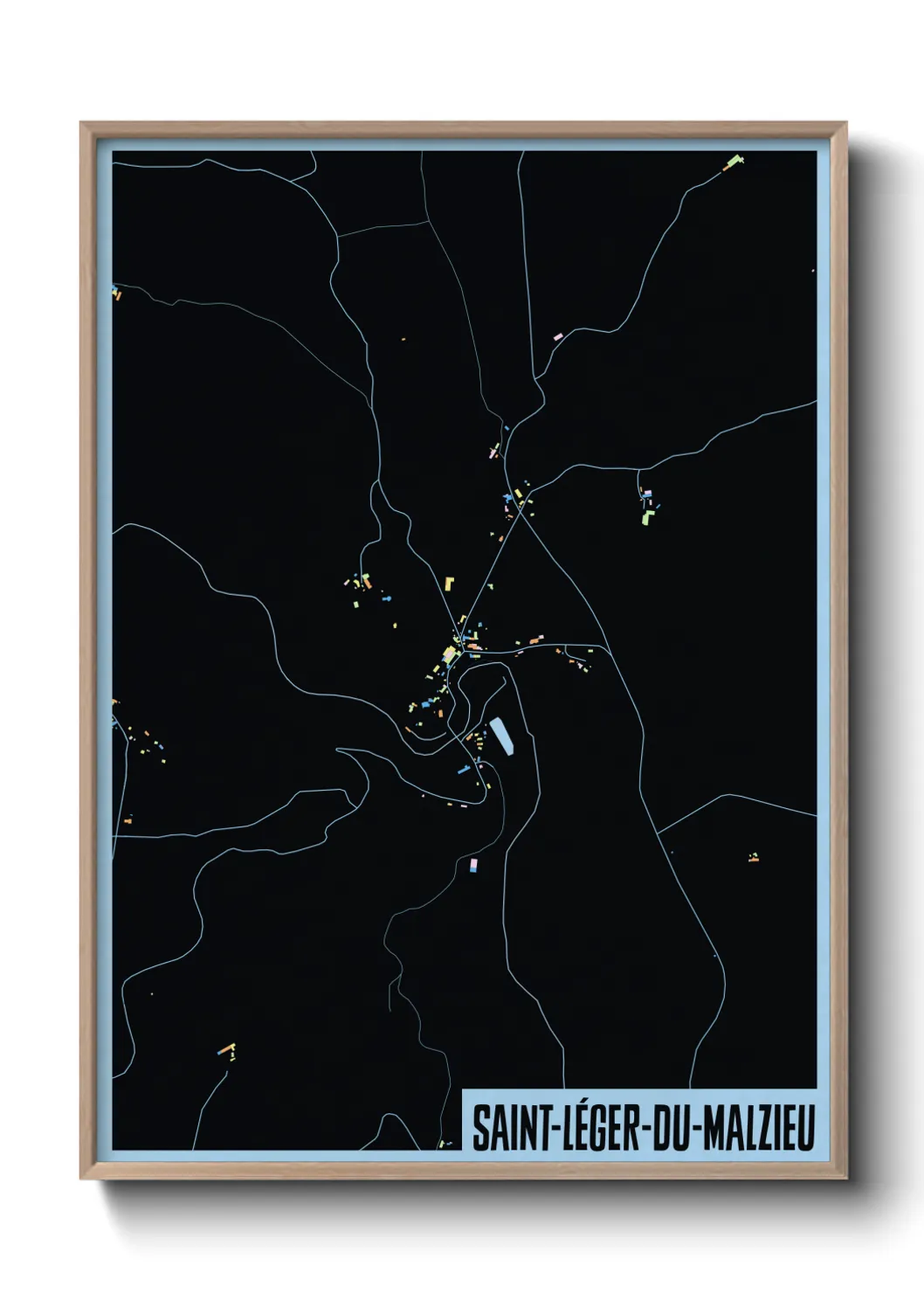 Une affiche de carte sur Saint-Léger-du-Malzieu