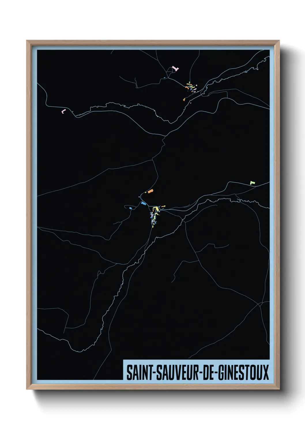 Une affiche de carte sur Saint-Sauveur-de-Ginestoux