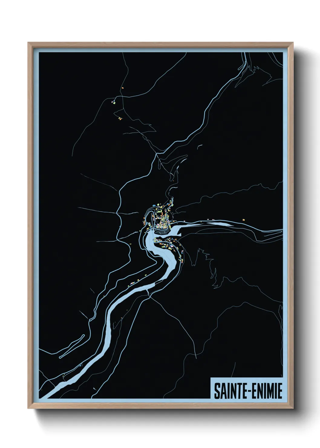 Une affiche de carte sur Sainte-Enimie