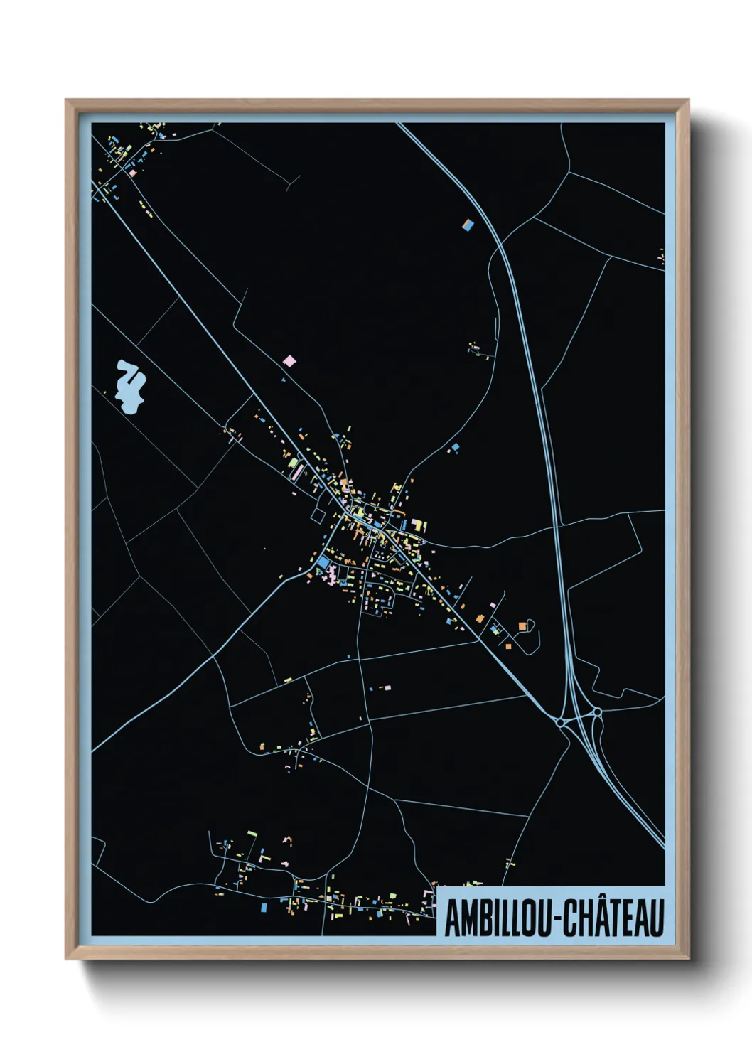 Une affiche de carte sur Ambillou-Château