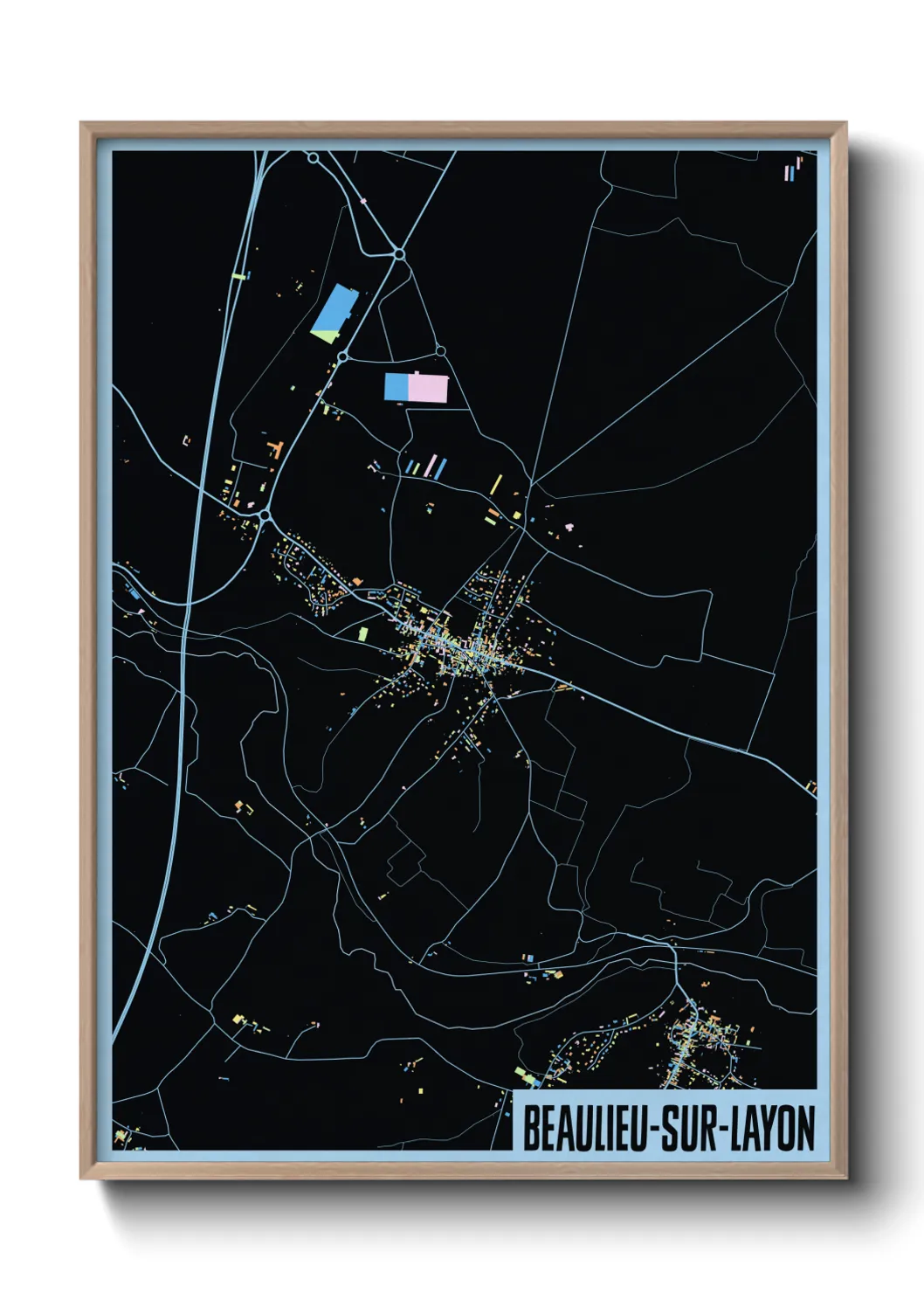 Une affiche de carte sur Beaulieu-sur-Layon