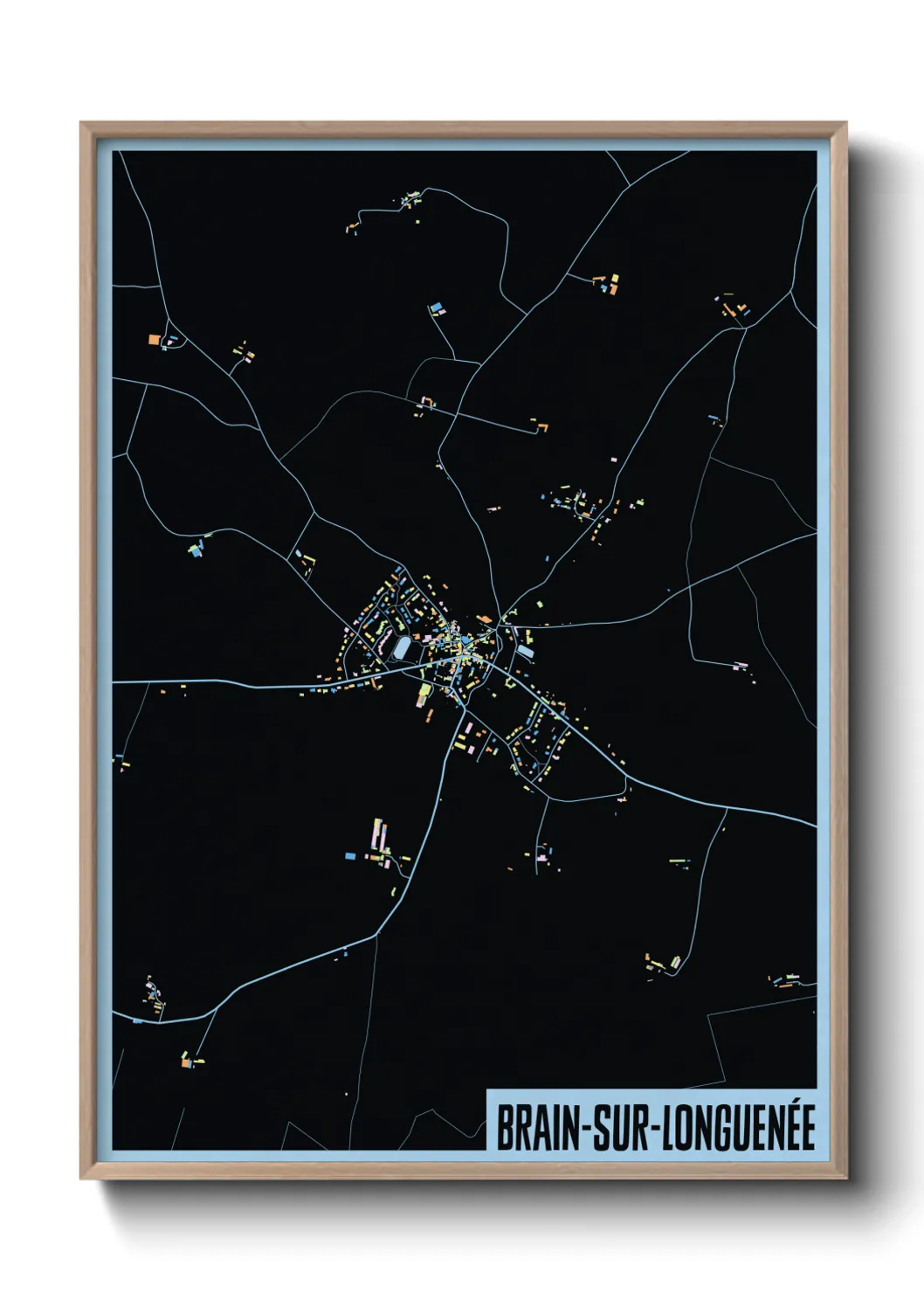 Une affiche de carte sur Brain-sur-Longuenée