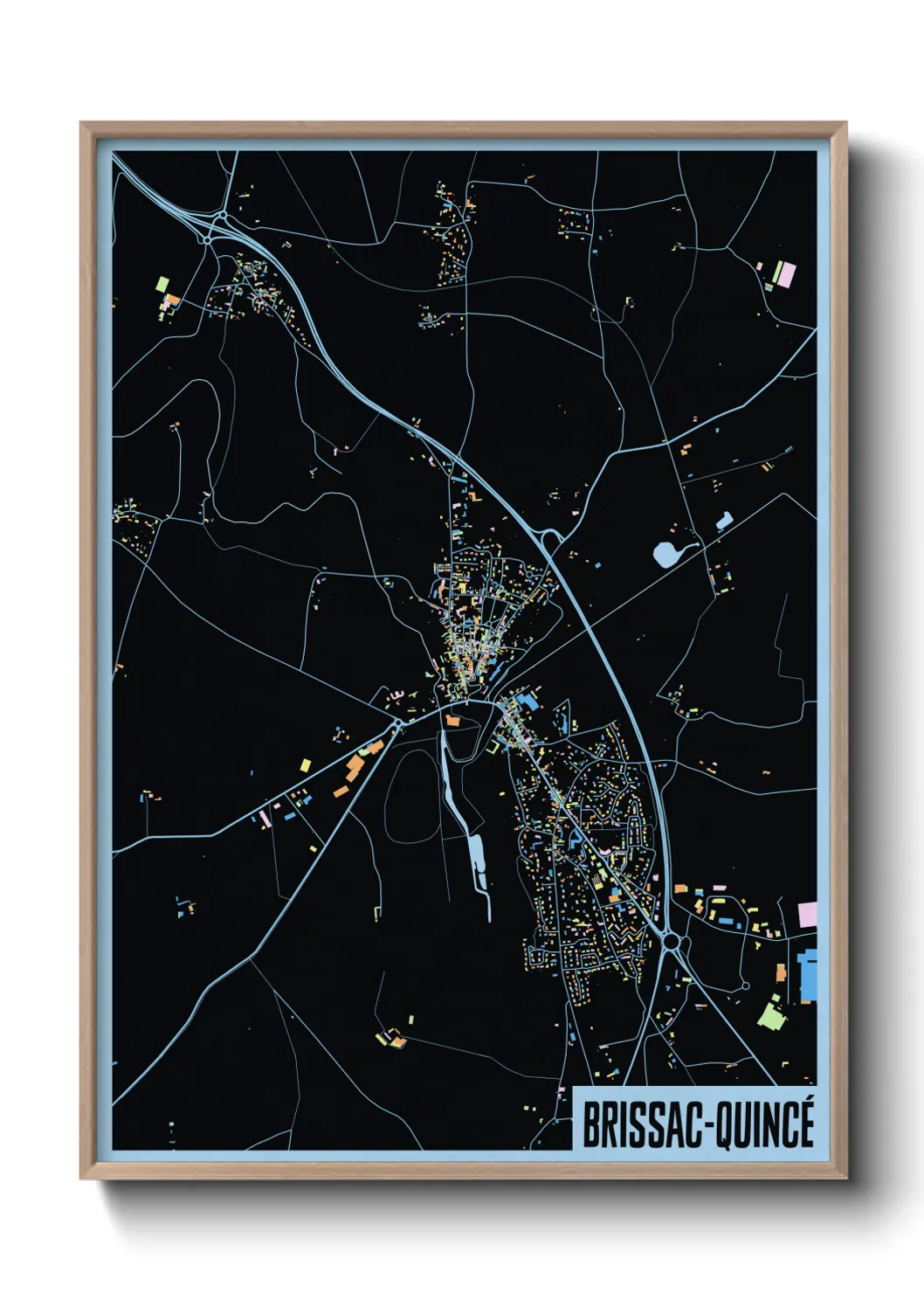 Une affiche de carte sur Brissac-Quincé