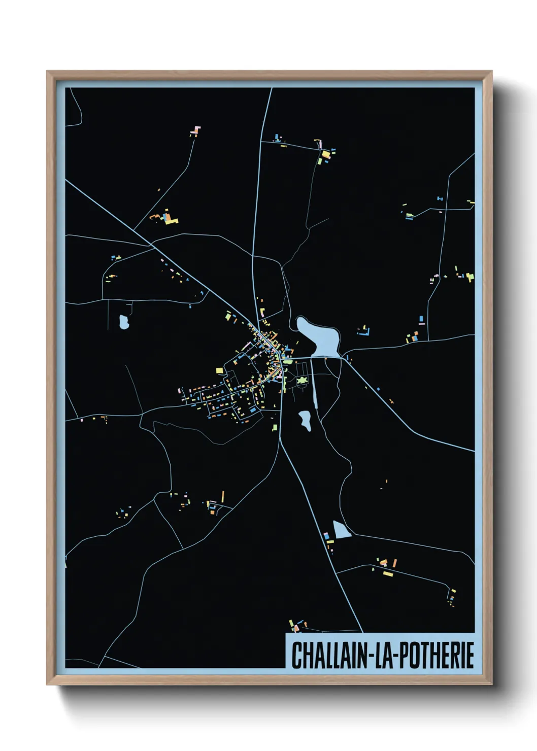 Une affiche de carte sur Challain-la-Potherie