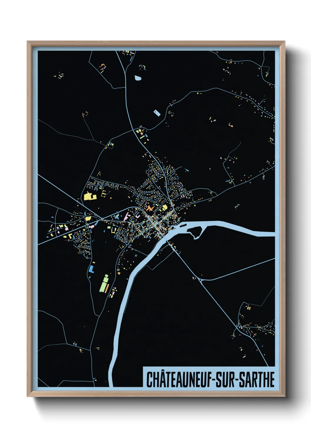 Un poster carteChâteauneuf-sur-Sarthe