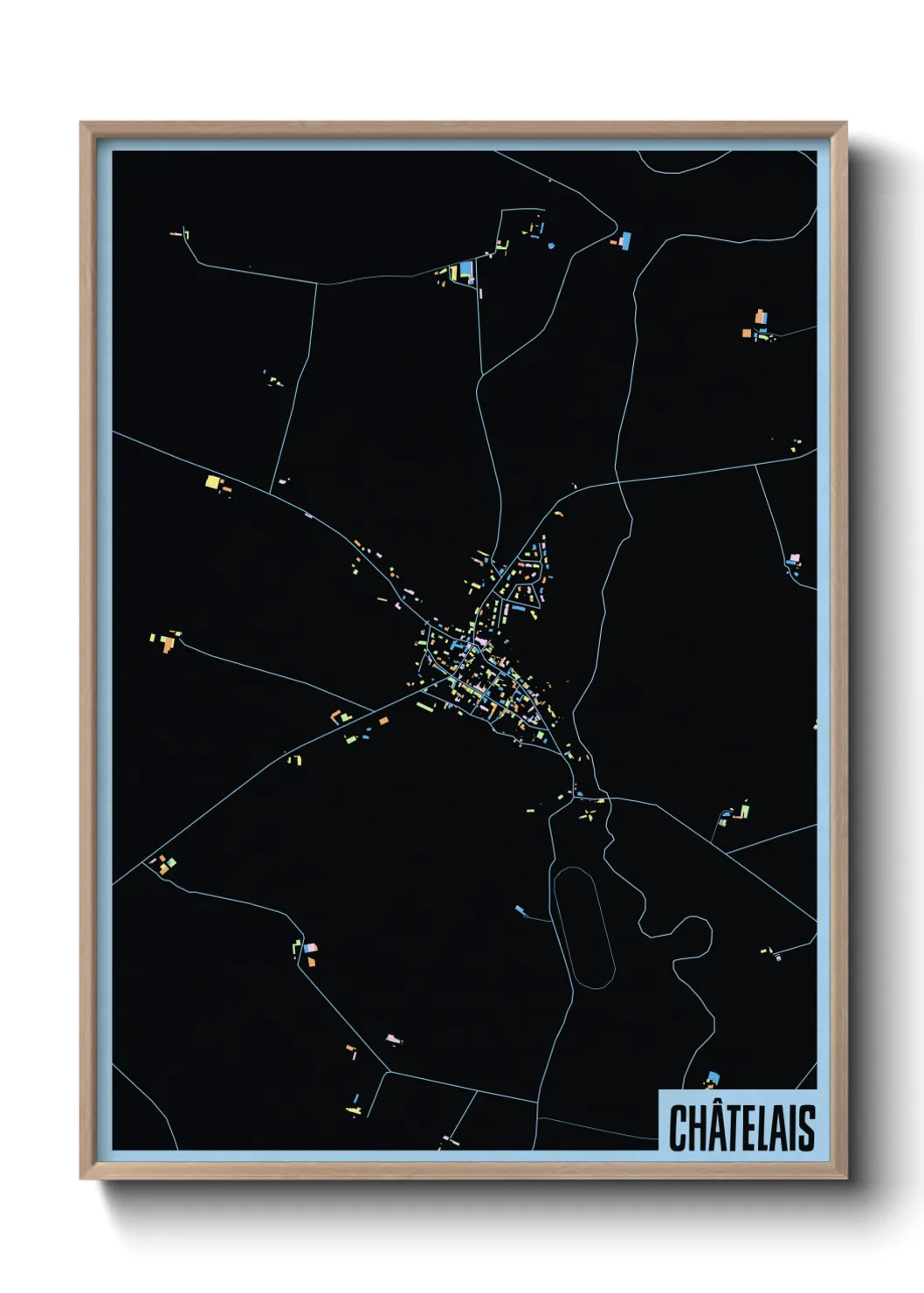 Une affiche de carte sur Châtelais