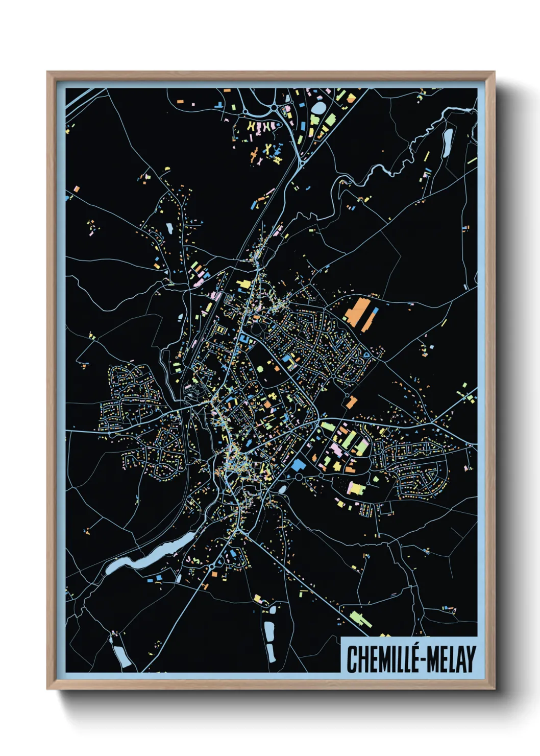 Une affiche de carte sur Chemillé-Melay