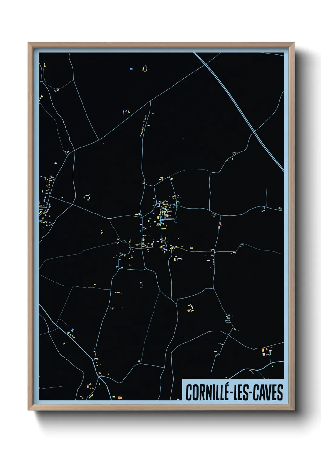 Une affiche de carte sur Cornillé-les-Caves