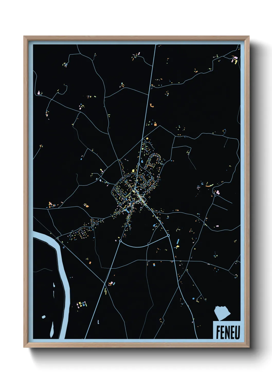 Une affiche de carte sur Feneu