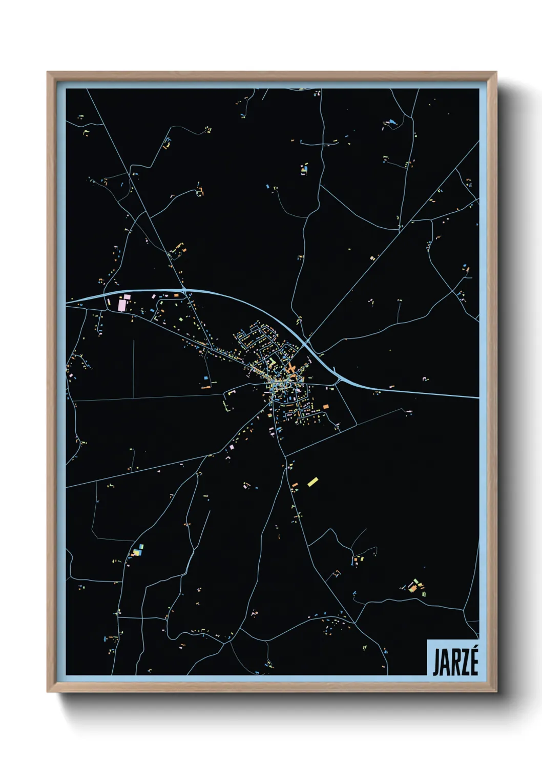 Une affiche de carte sur Jarzé