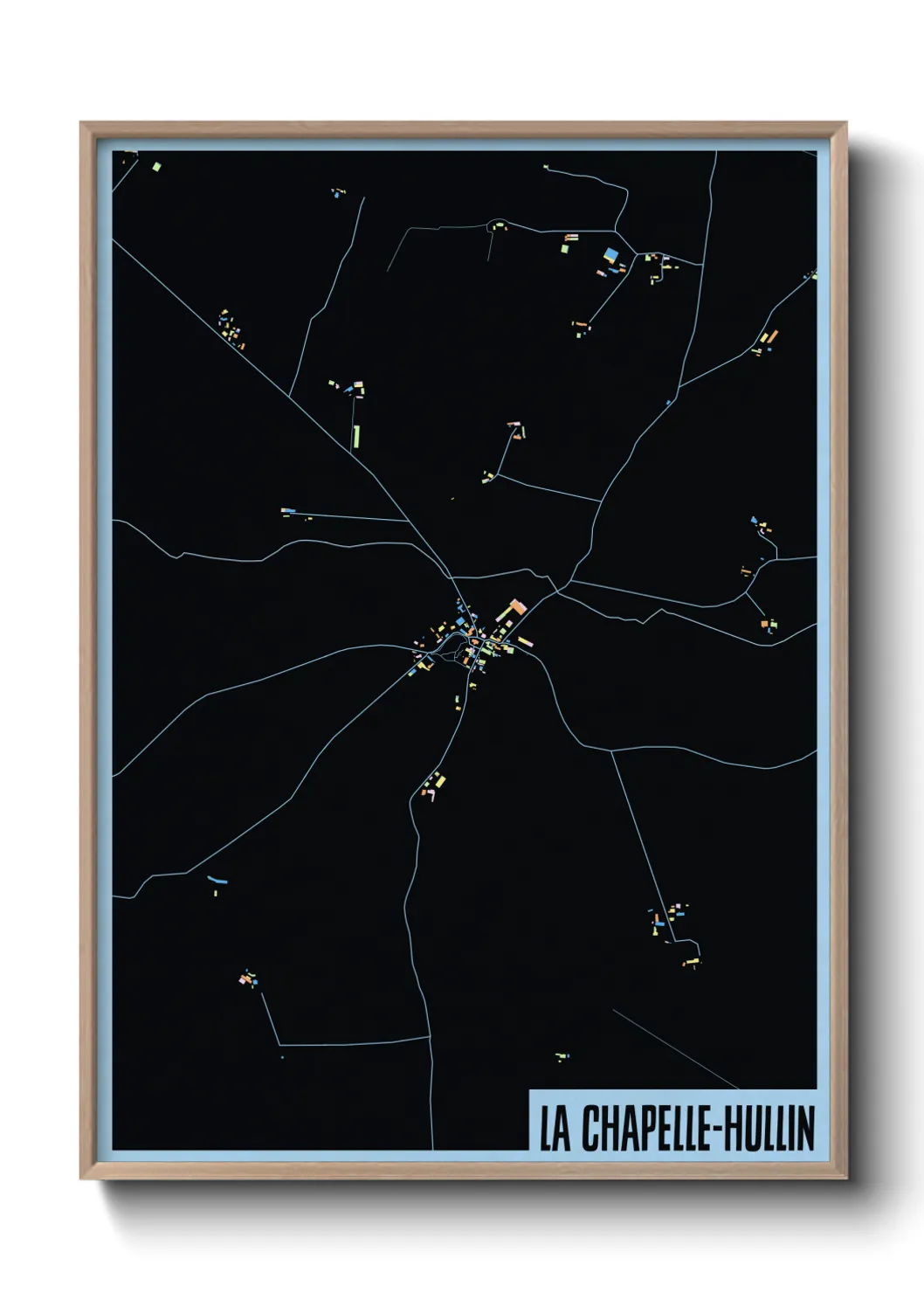 Une affiche de carte sur La Chapelle-Hullin