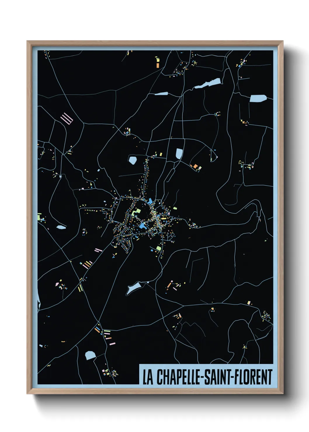 Une affiche de carte sur La Chapelle-Saint-Florent