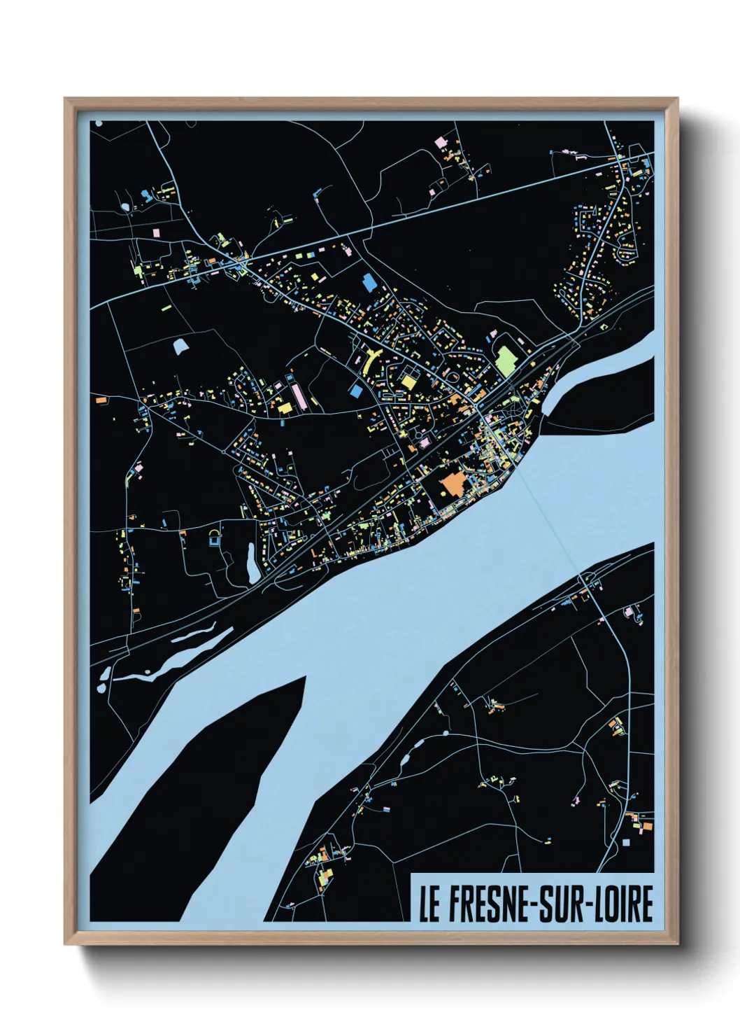 Une affiche de carte sur Le Fresne-sur-Loire