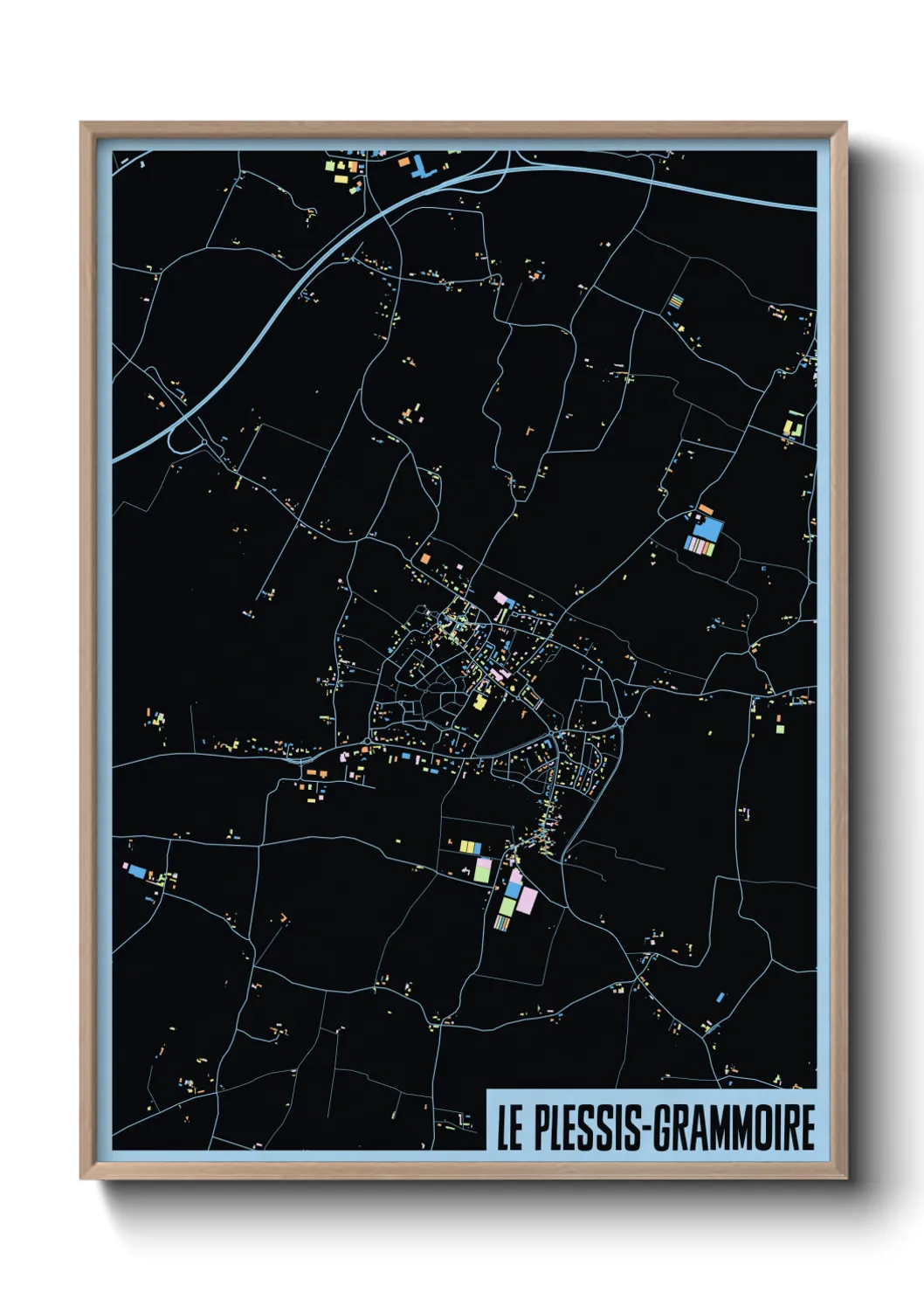 Une affiche de carte sur Le Plessis-Grammoire