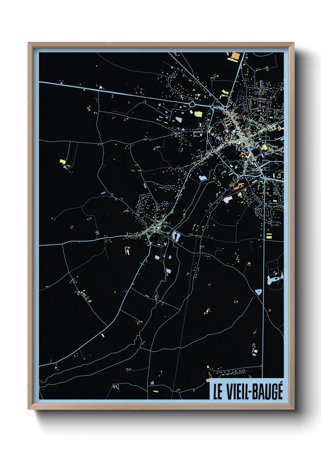 Une affiche de carte sur Le Vieil-Baugé