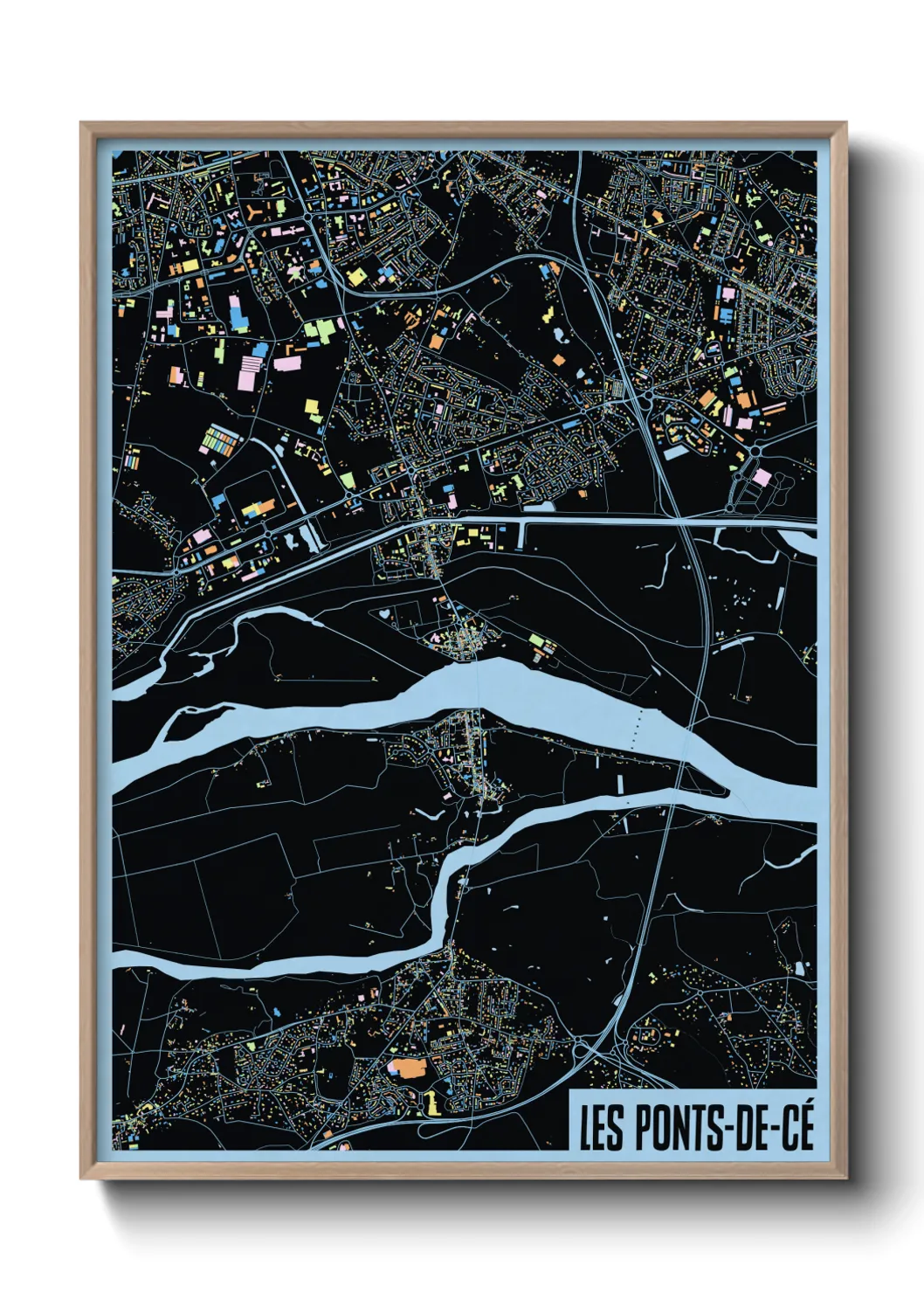 Une affiche de carte sur Les Ponts-de-Cé