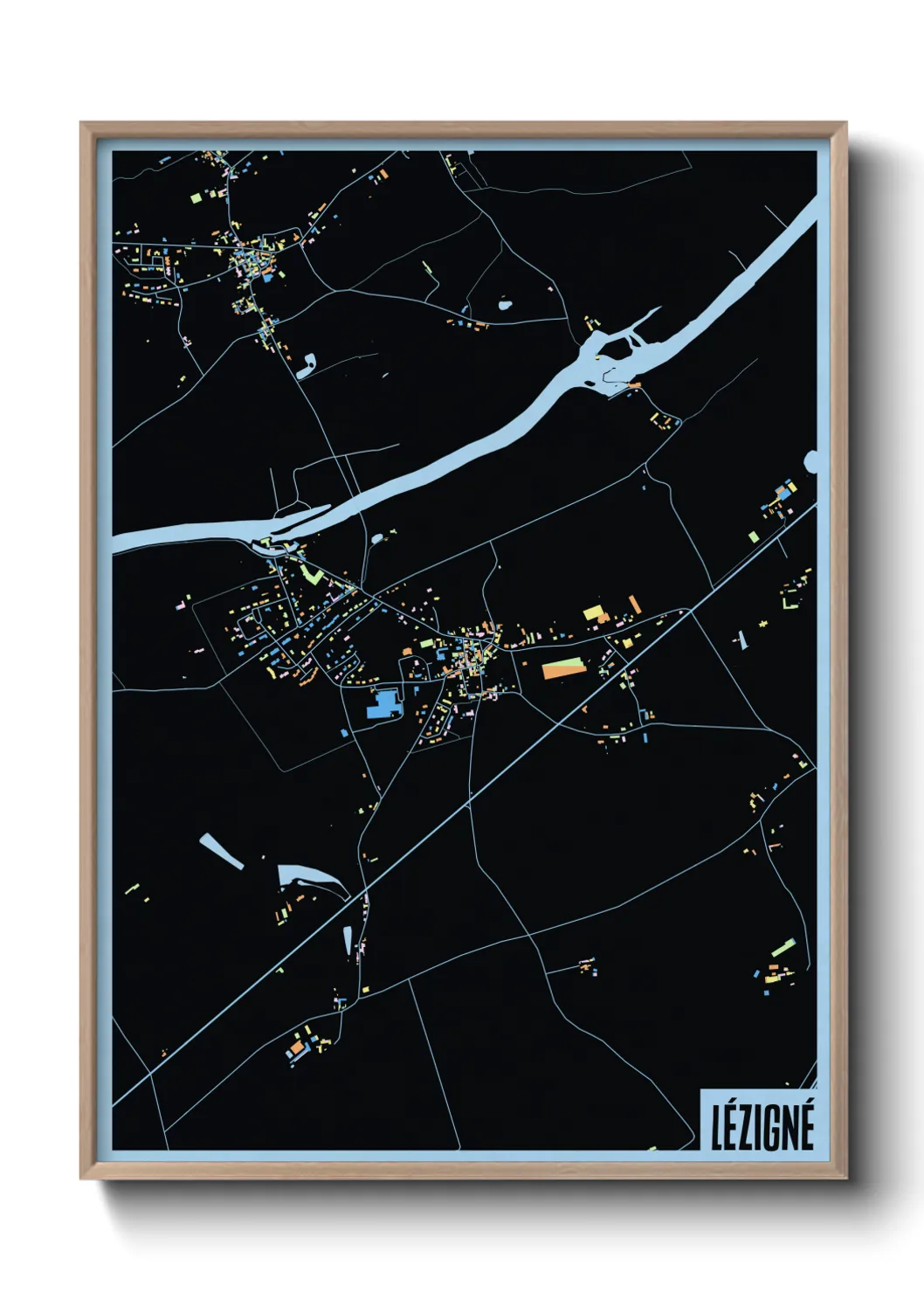 Une affiche de carte sur Lézigné