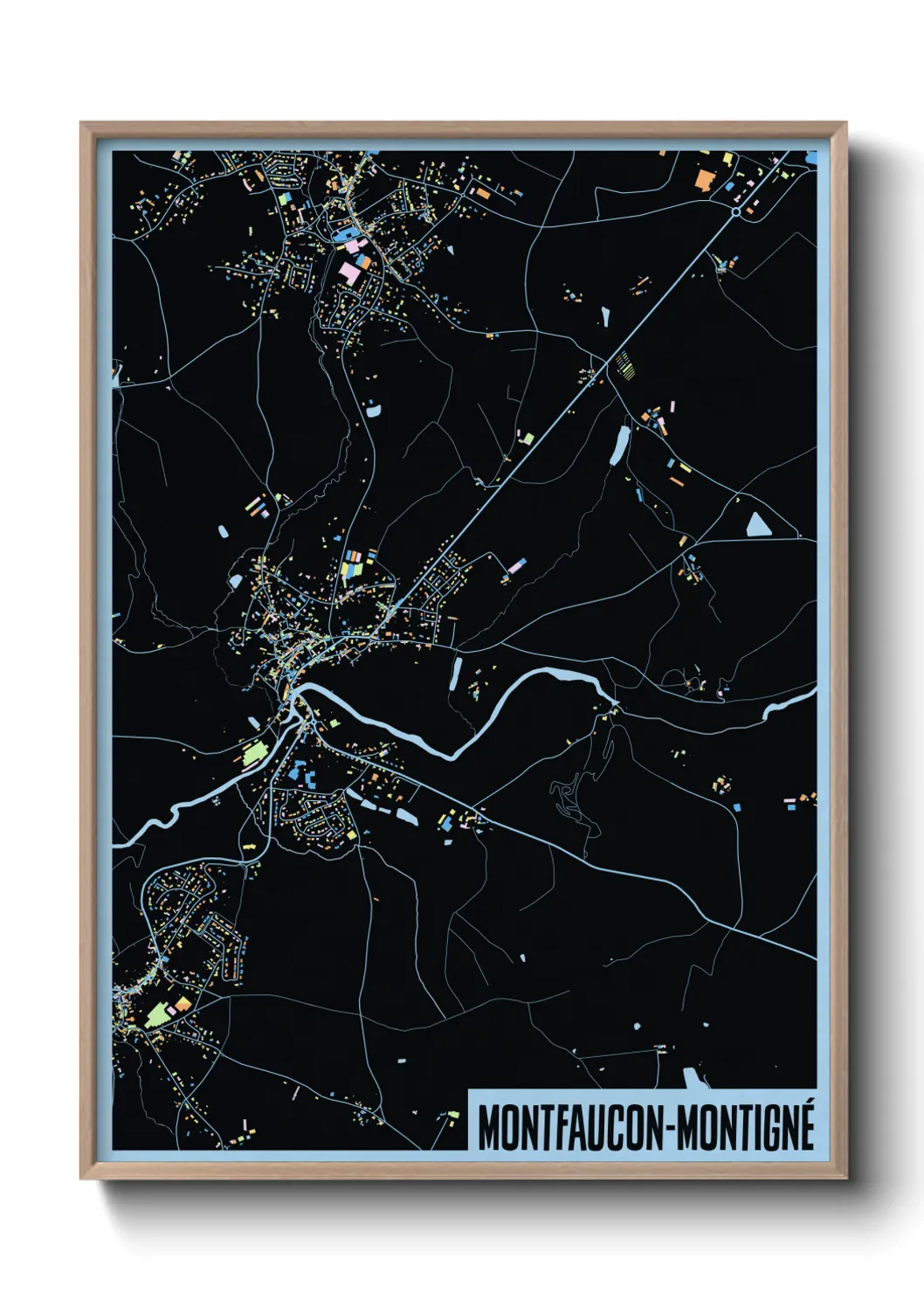 Une affiche de carte sur Montfaucon-Montigné