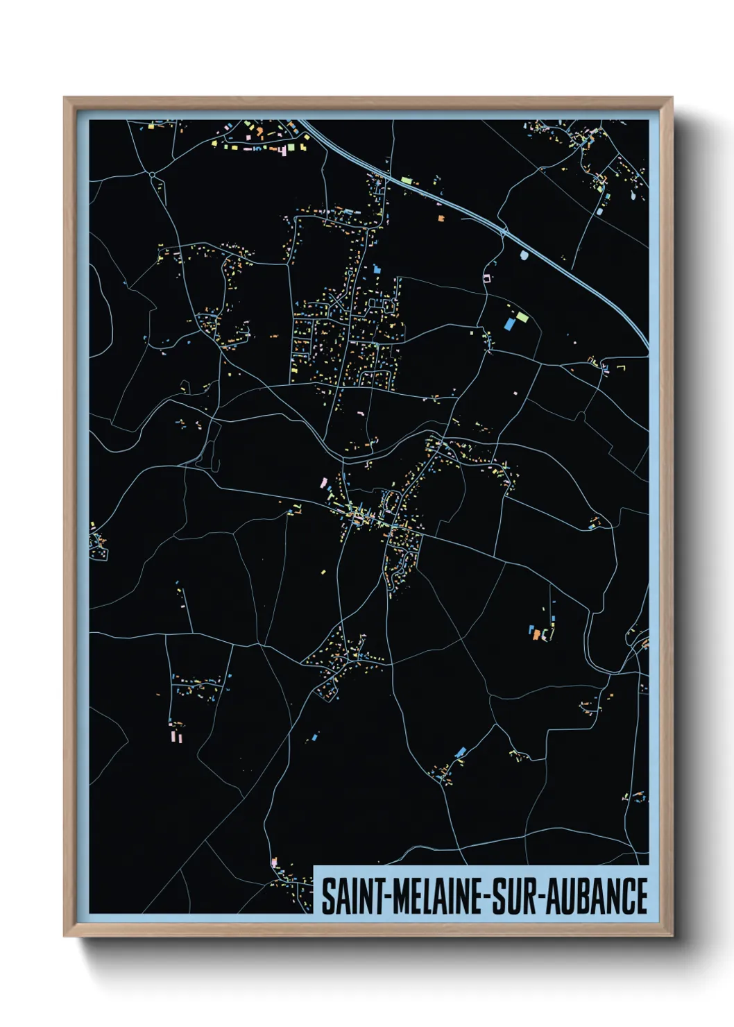 Une affiche de carte sur Saint-Melaine-sur-Aubance