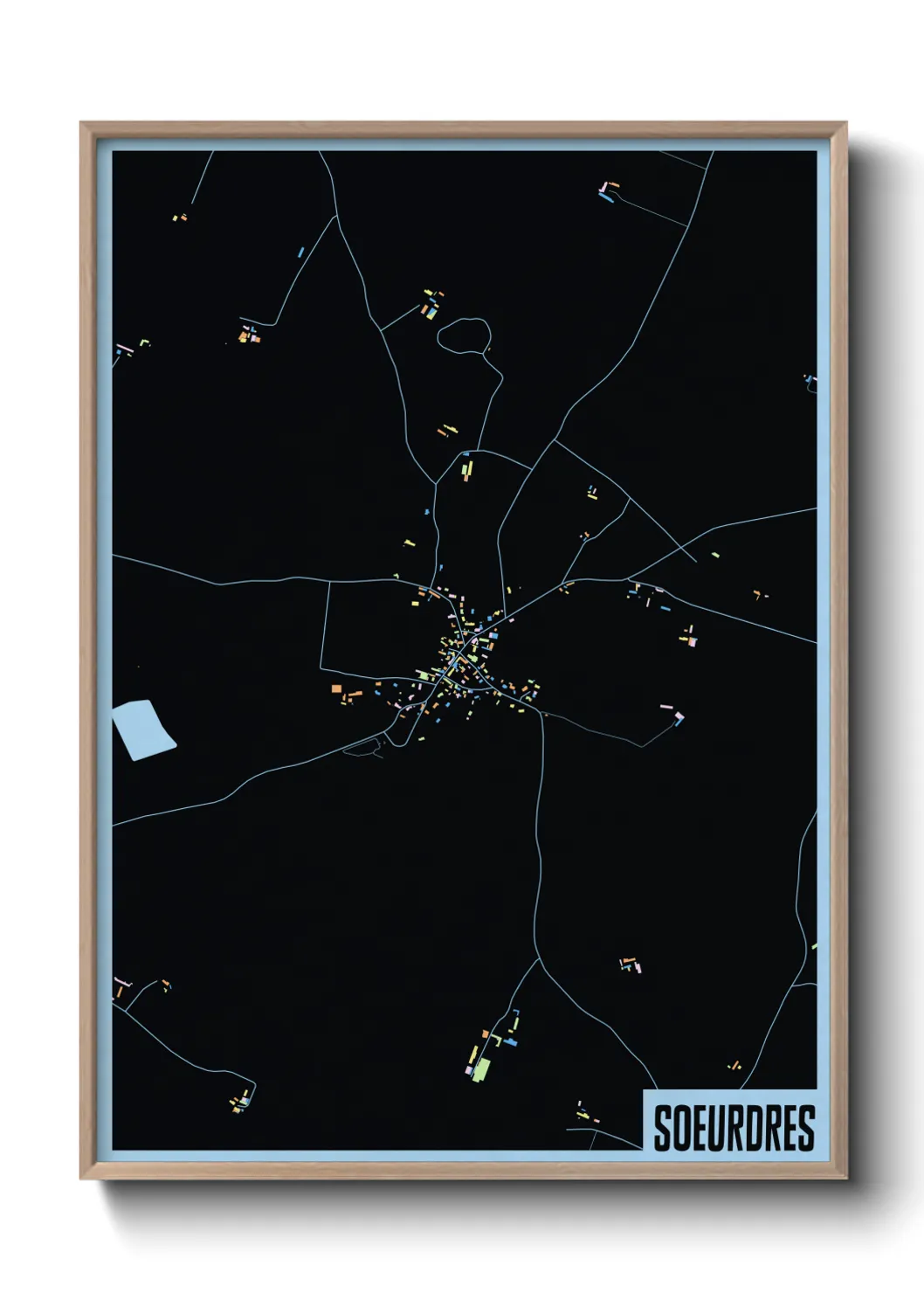 Une affiche de carte sur Soeurdres