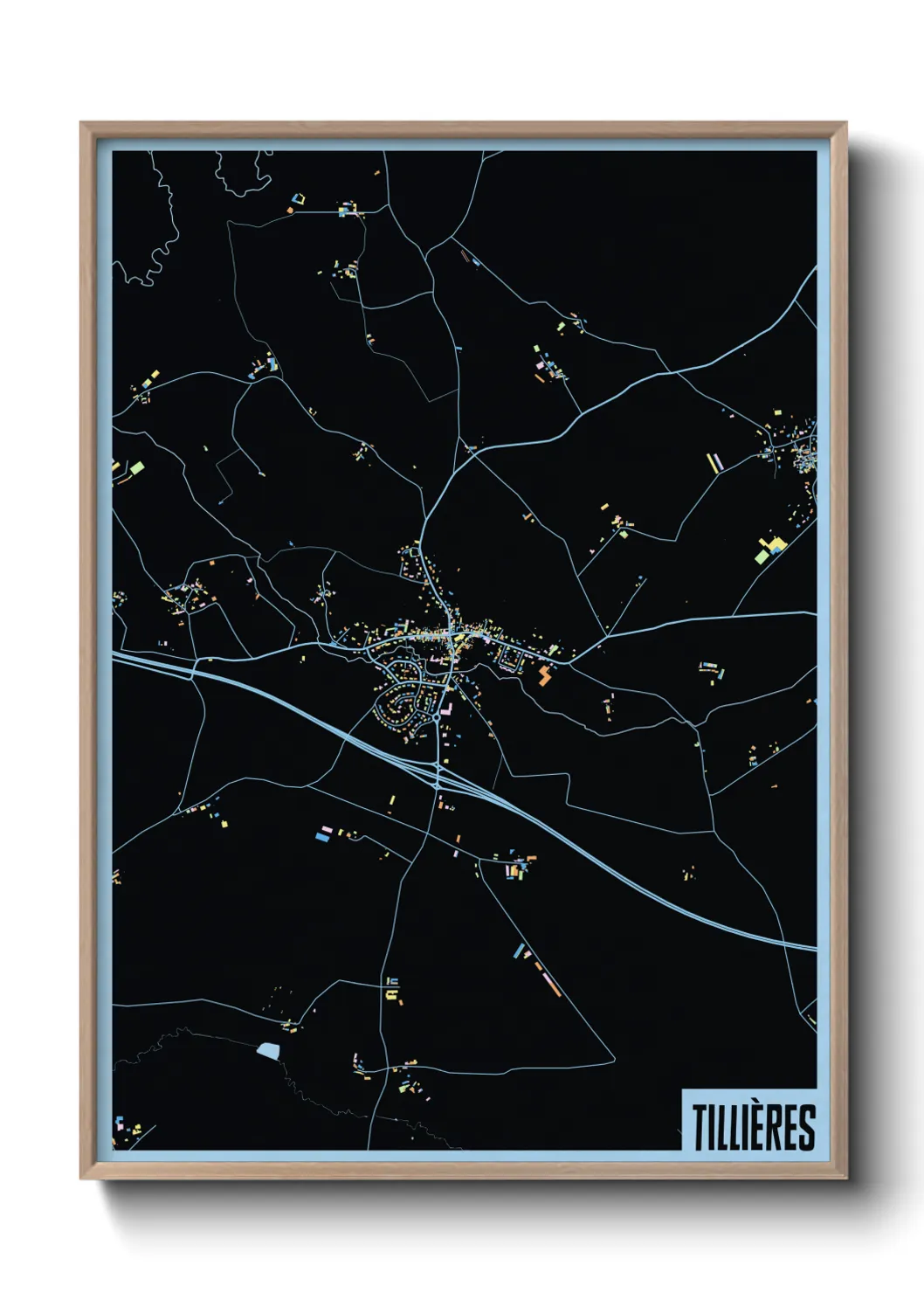 Une affiche de carte sur Tillières