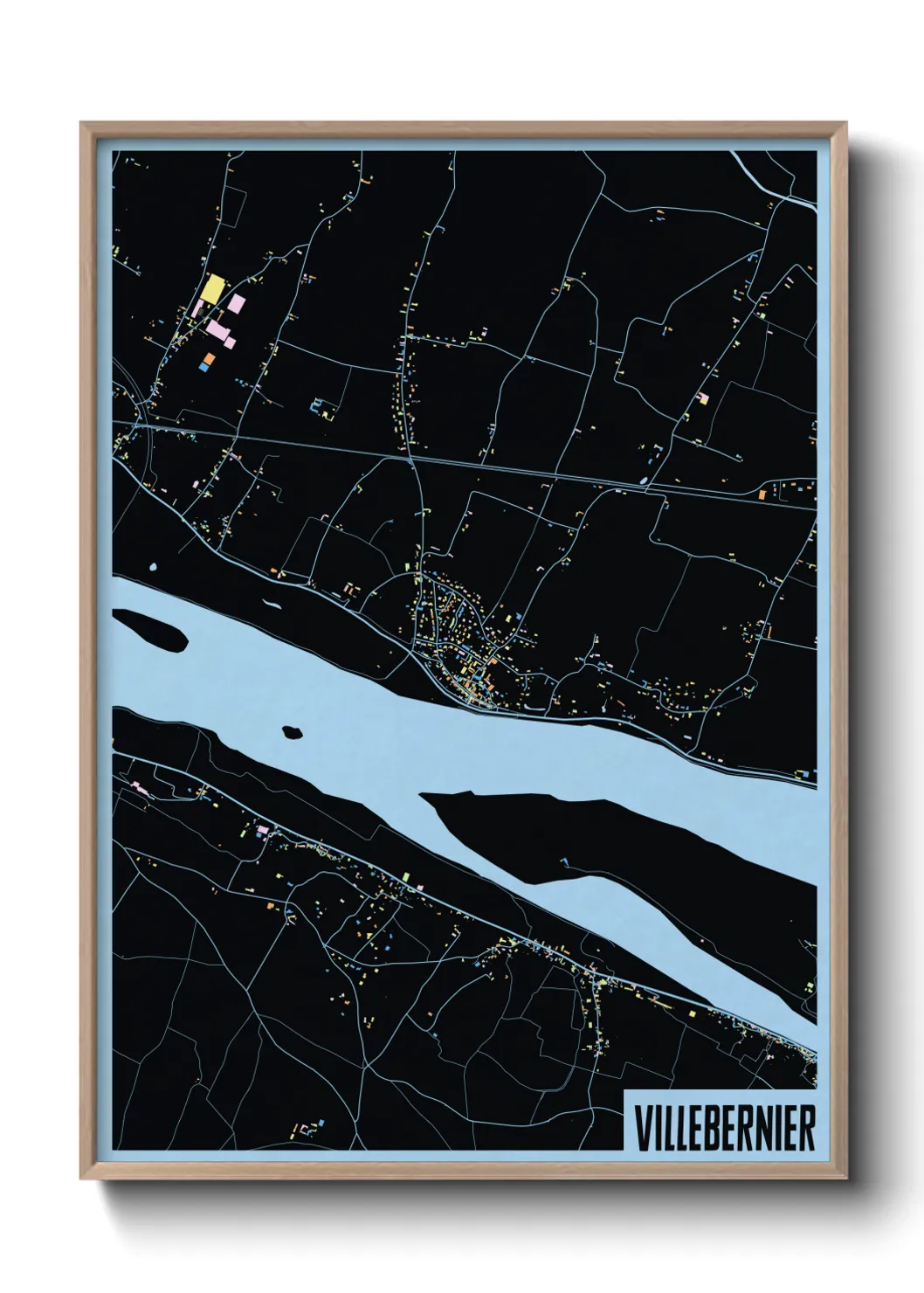 Une affiche de carte sur Villebernier