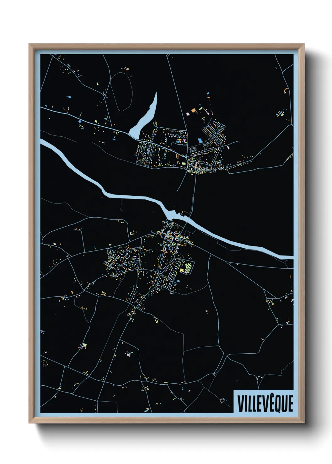 Une affiche de carte sur Villevêque