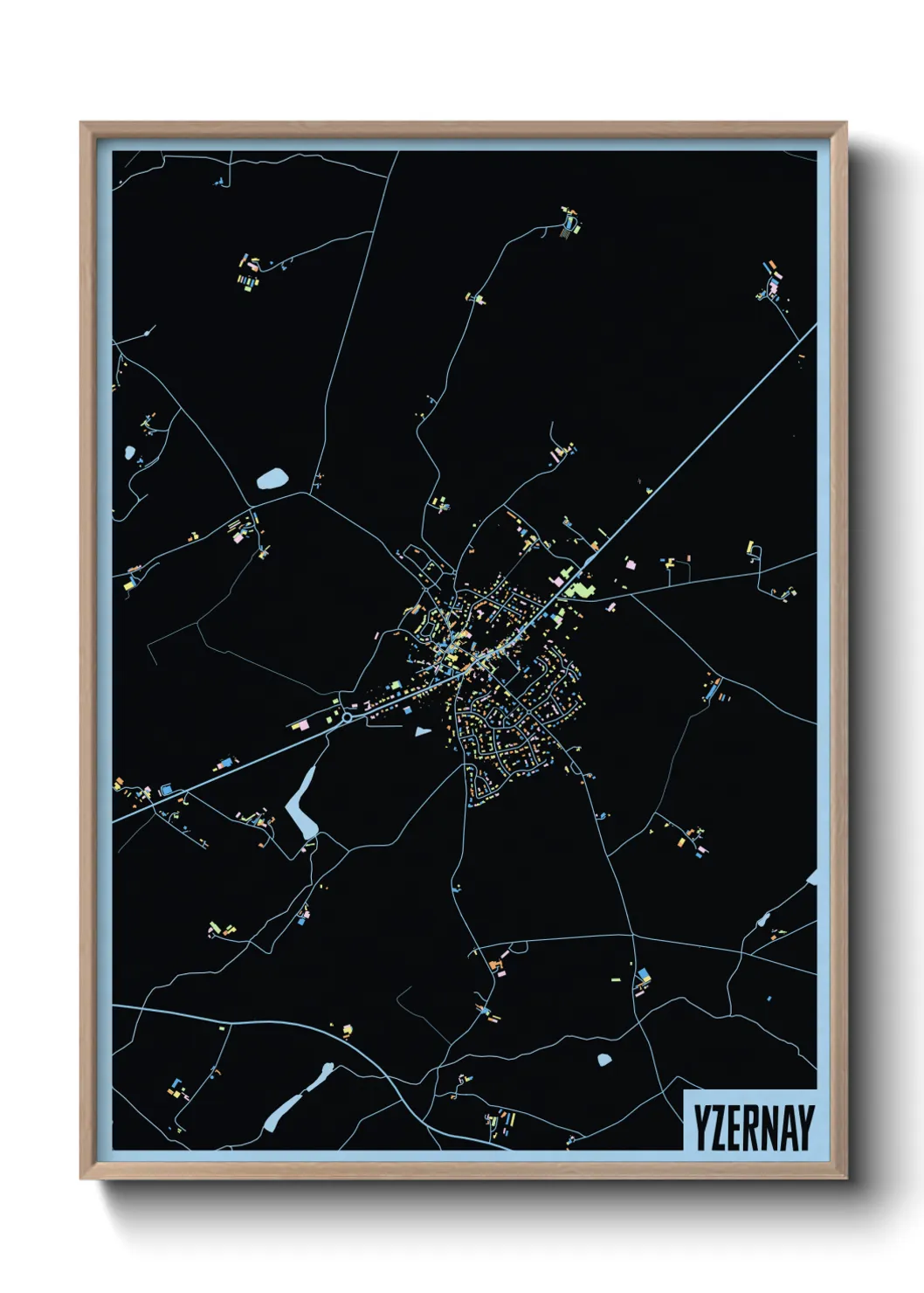 Une affiche de carte sur Yzernay