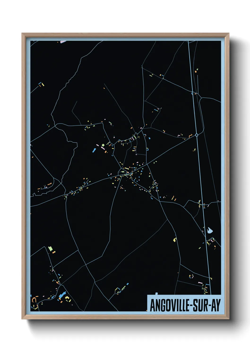 Une affiche de carte sur Angoville-sur-Ay