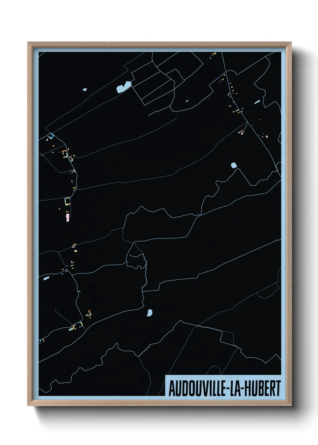 Une affiche de carte sur Audouville-la-Hubert