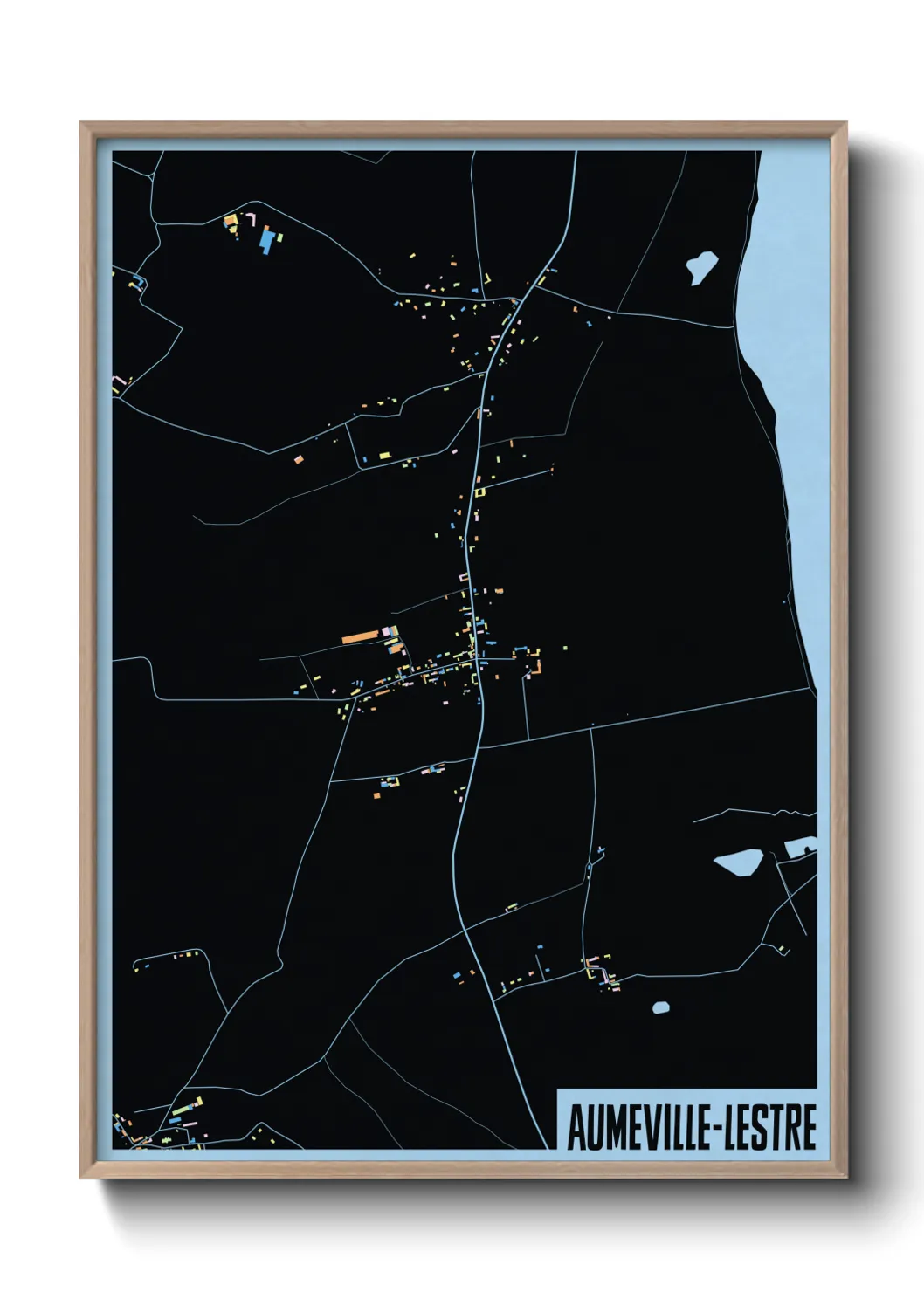 Une affiche de carte sur Aumeville-Lestre