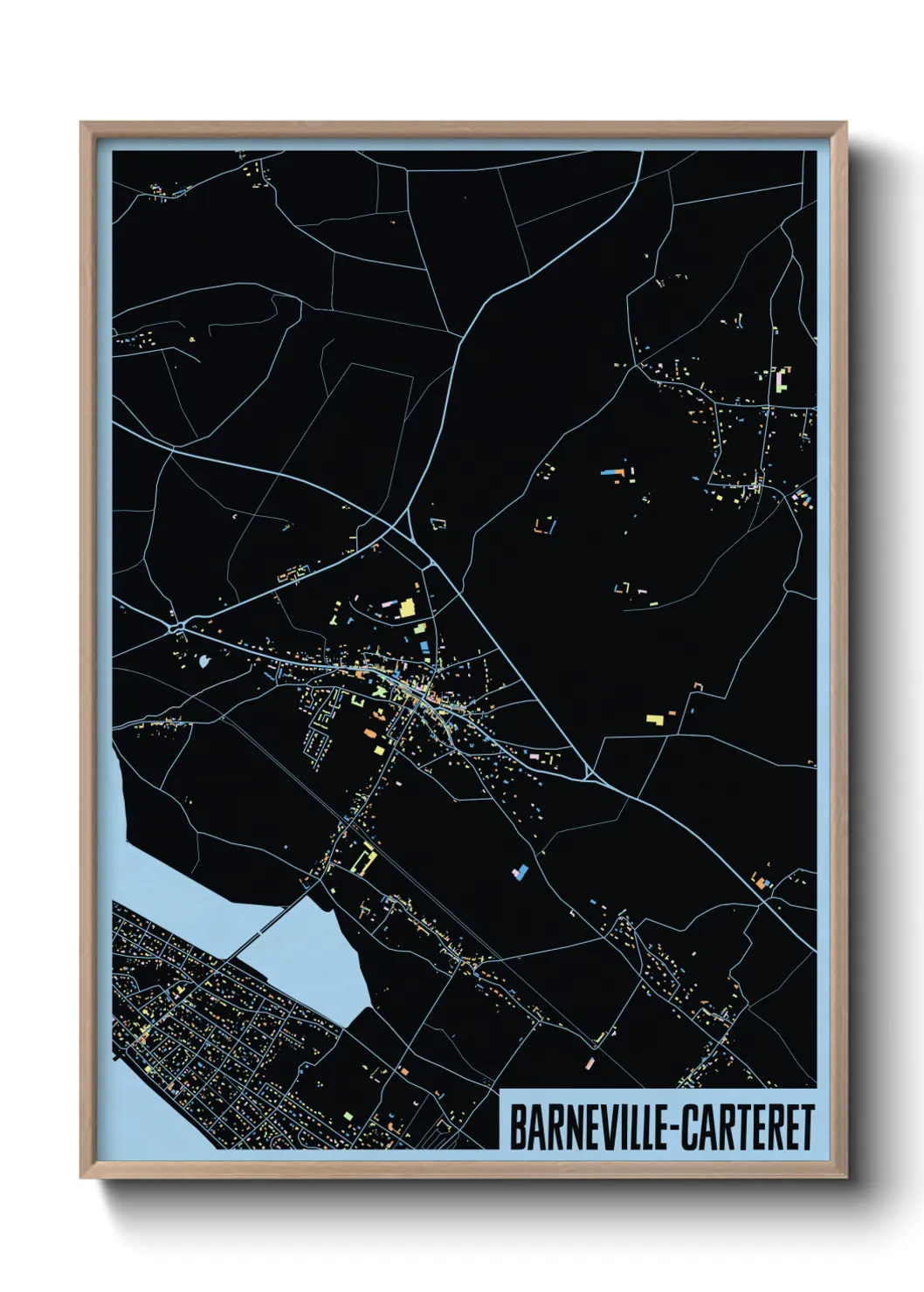 Une affiche de carte sur Barneville-Carteret