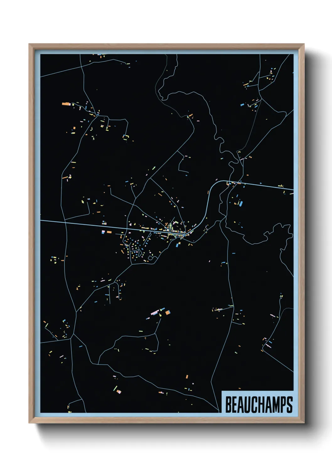 Une affiche de carte sur Beauchamps