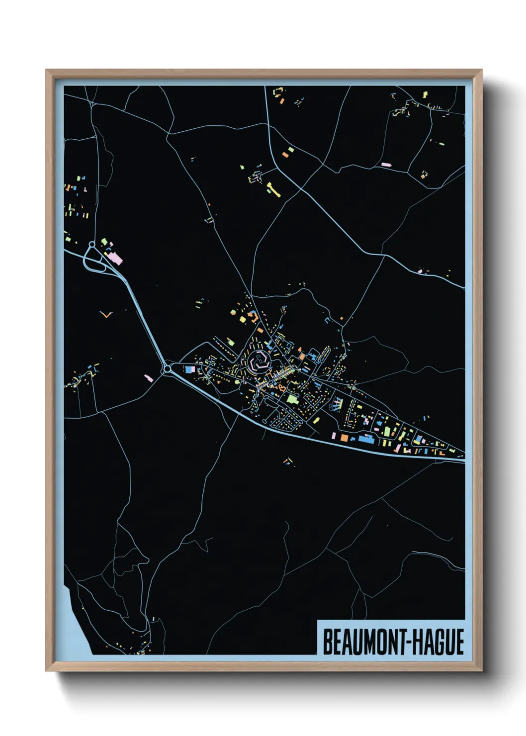 Une affiche de carte sur Beaumont-Hague