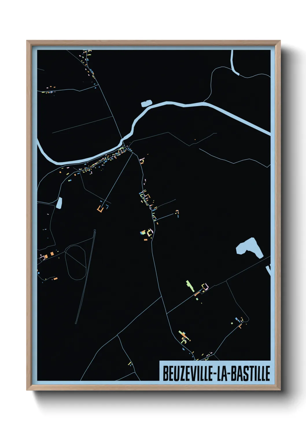 Une affiche de carte sur Beuzeville-la-Bastille