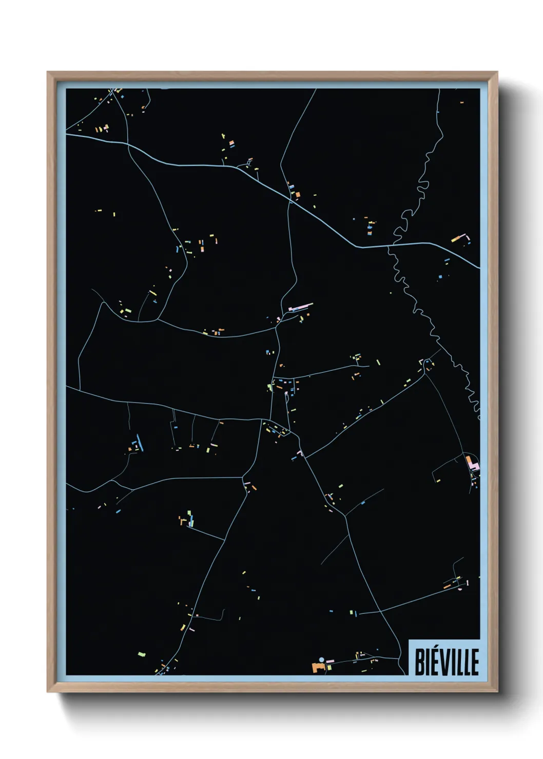 Une affiche de carte sur Biéville