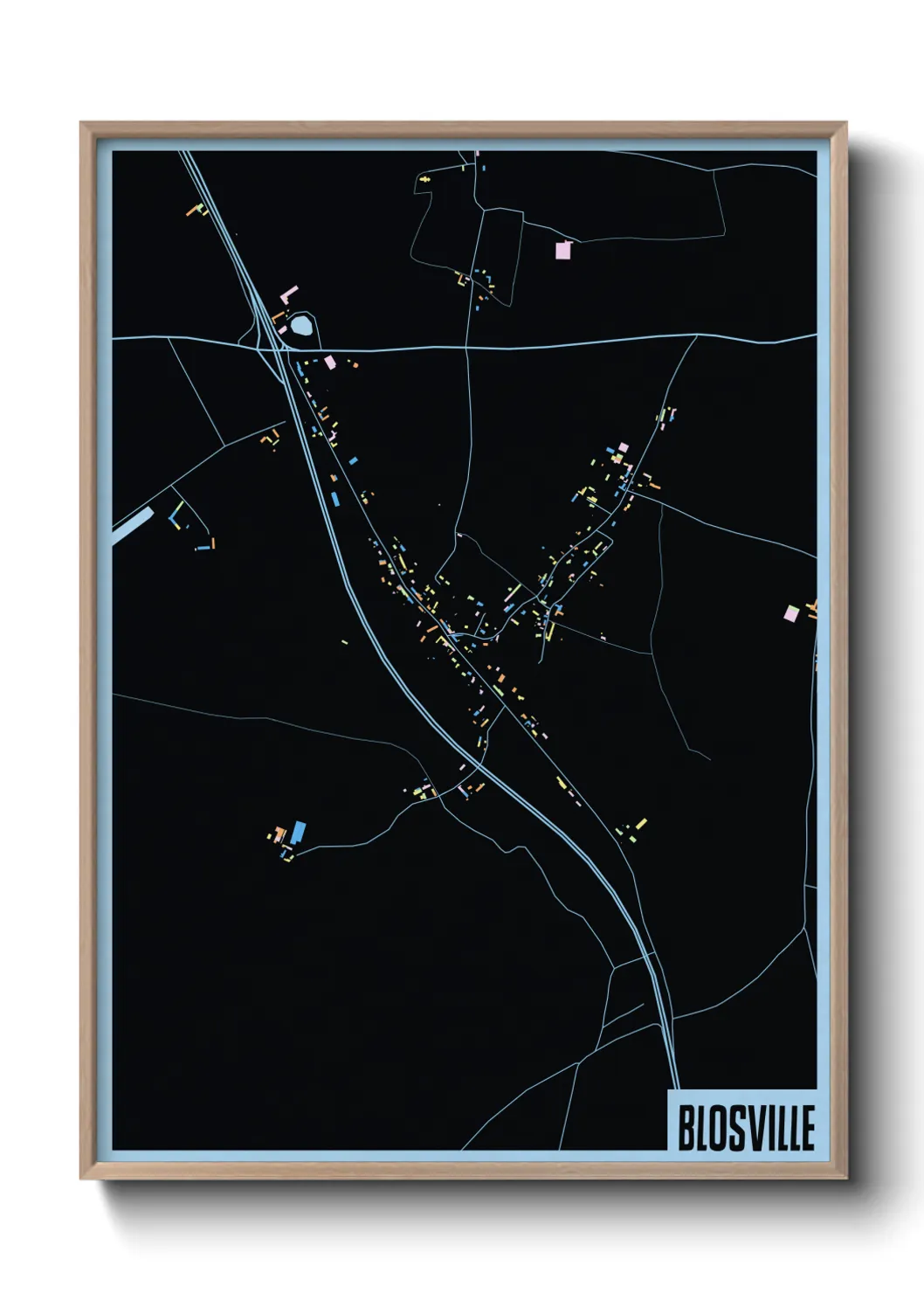 Une affiche de carte sur Blosville