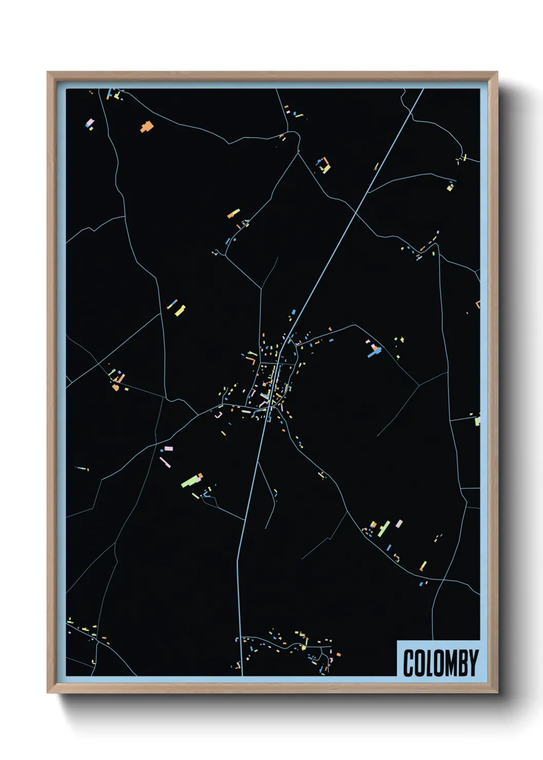 Une affiche de carte sur Colomby