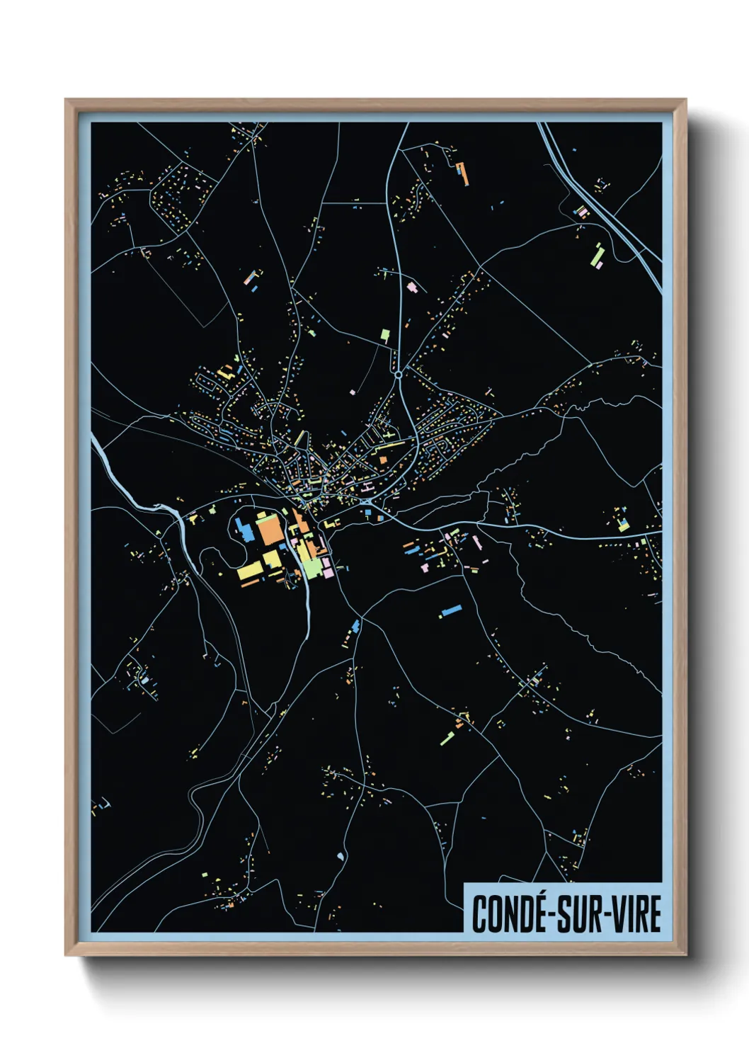 Une affiche de carte sur Condé-sur-Vire