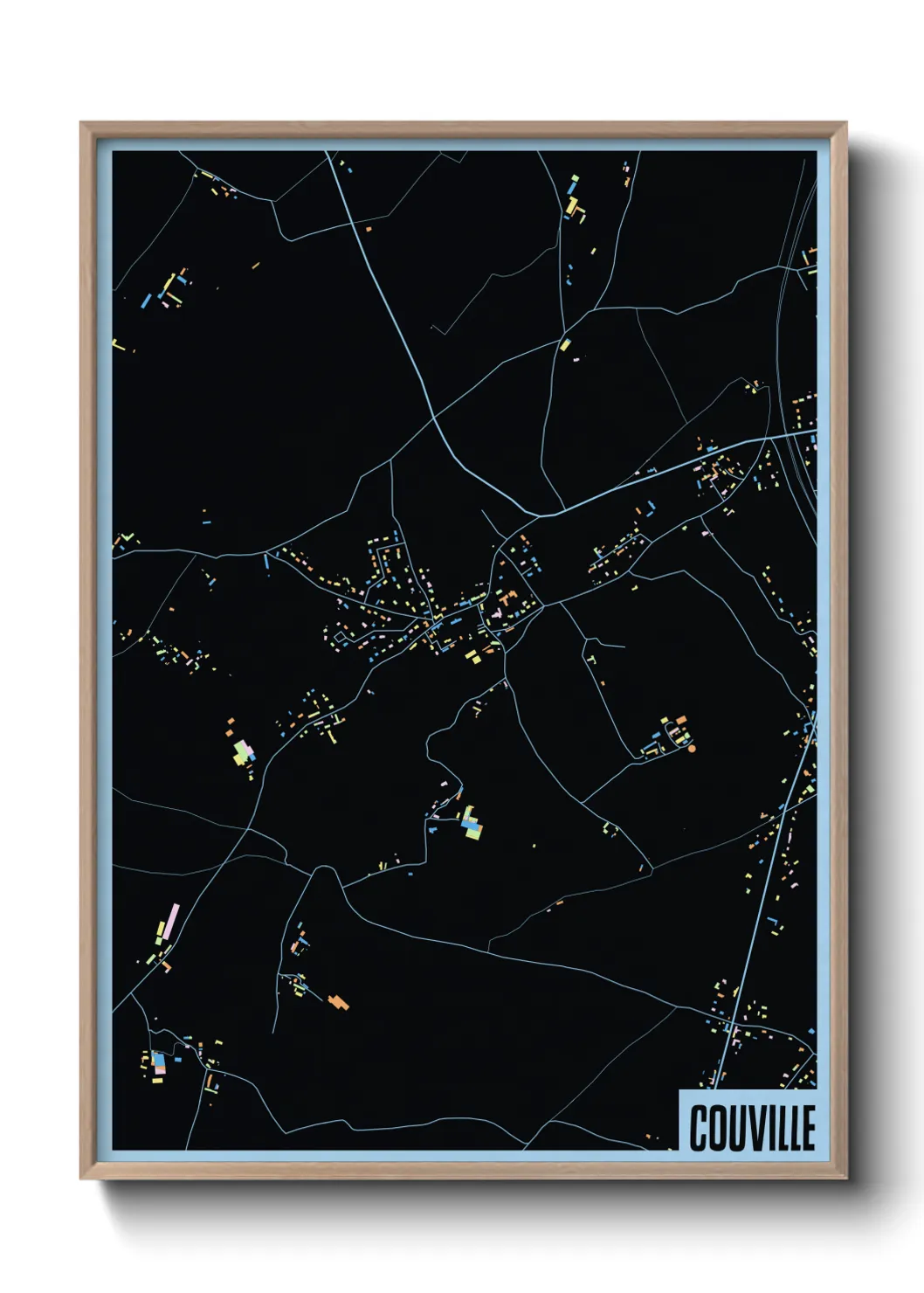 Une affiche de carte sur Couville